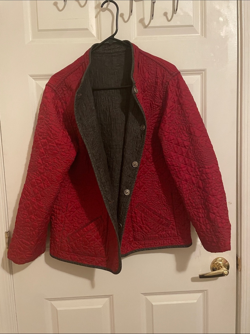 Reversible Quilted Jacket with Red Lining